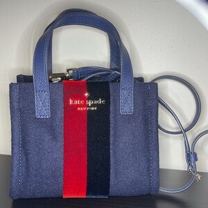 Never used KATE SPADE Washington Square Sam {Rare} Mini Wool Bag w/Navy & Red